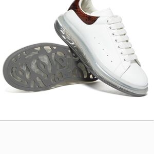 Alexander McQueen White Sneakers with Brown Heel